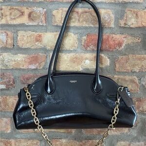 Coach empire 34 carryall Black Leather Shoulder Bag with Gold Accent.